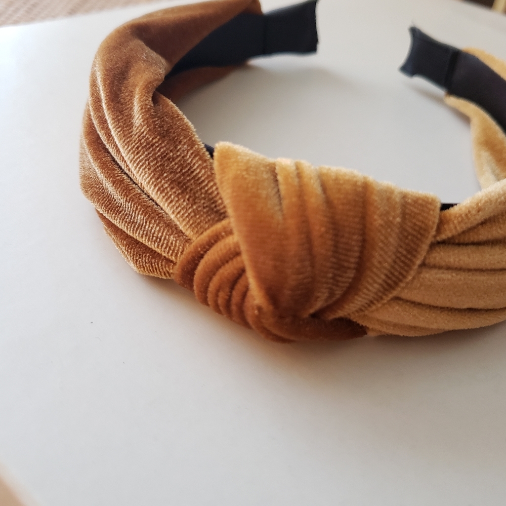 Coffee Latte Velvet Knot Turban Twist Headband